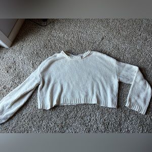 Chenille white cropped sweater
